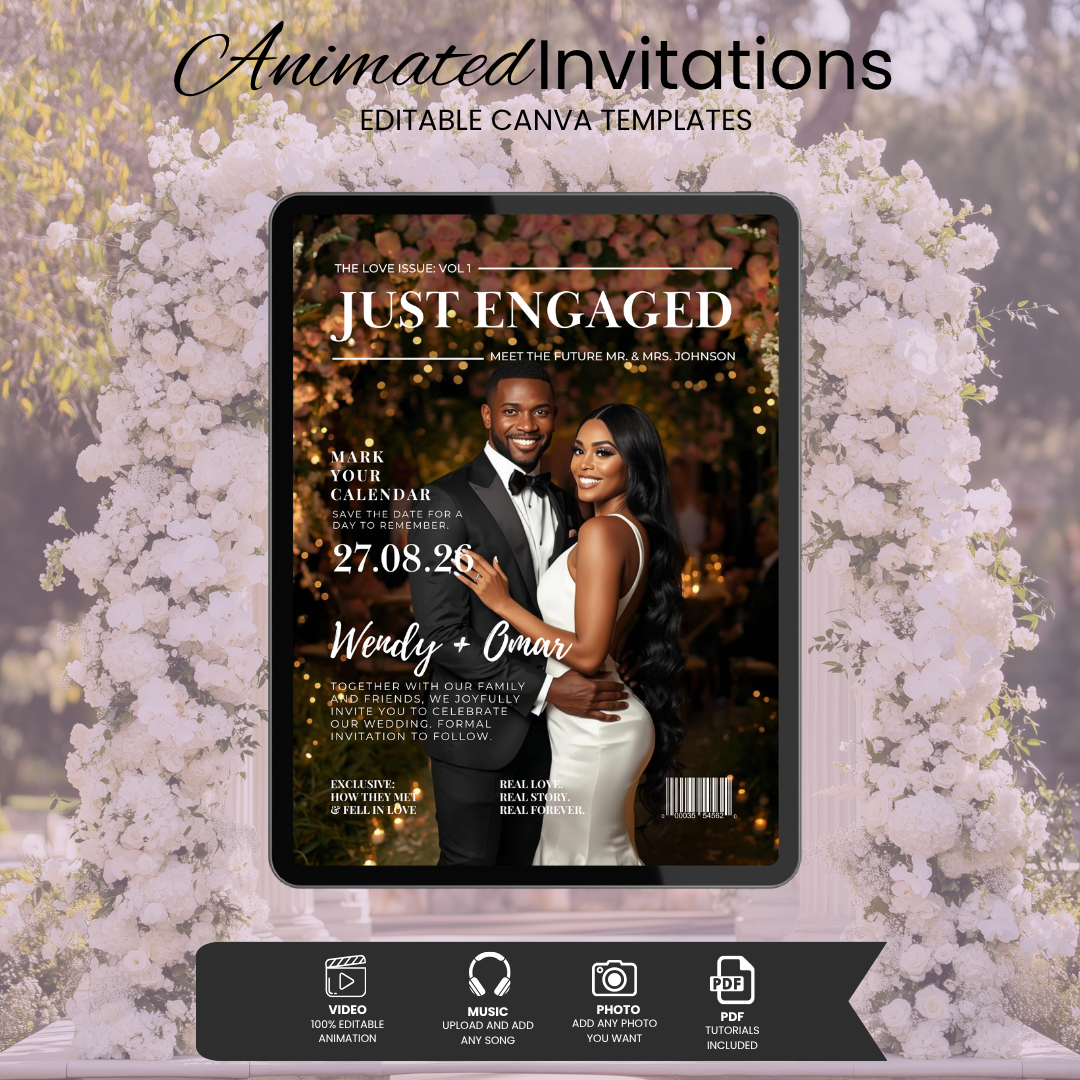 Magazine Cover Save the Date Wedding Invitation