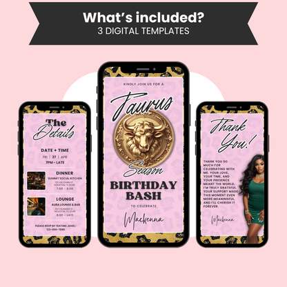 Taurus Birthday Dinner Invitation Template