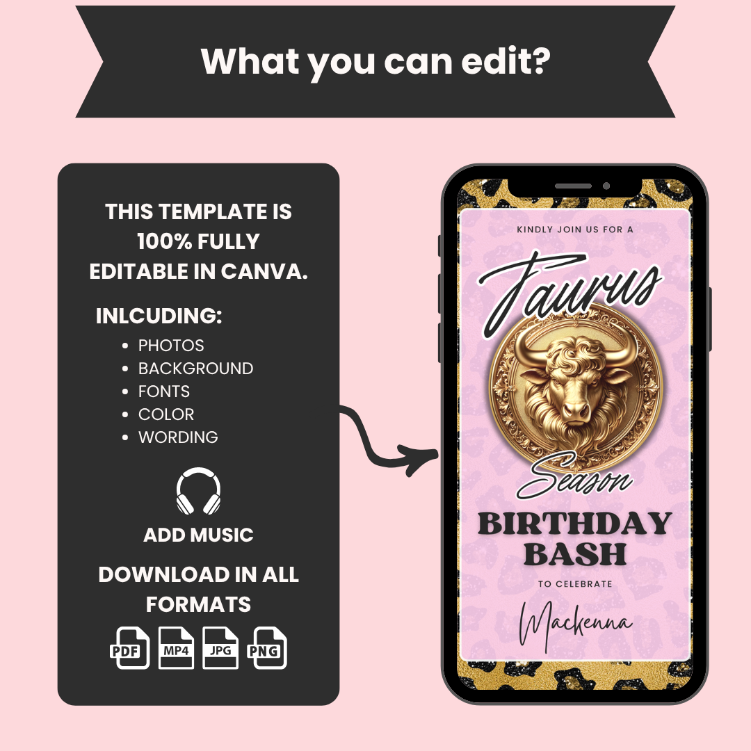 Taurus Birthday Dinner Invitation Template