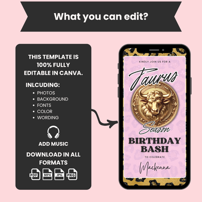 Taurus Birthday Dinner Invitation Template