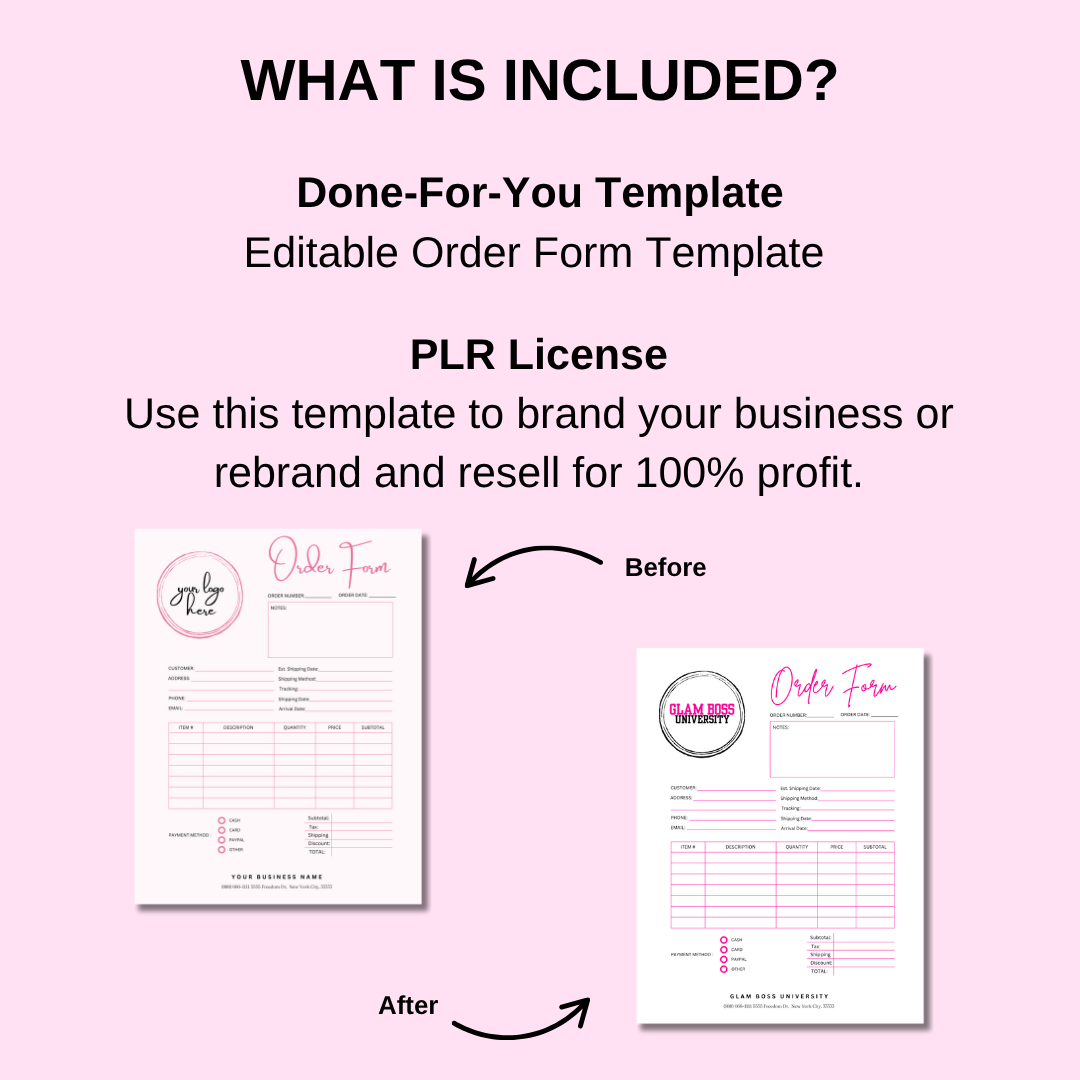 Editable Order Form Template