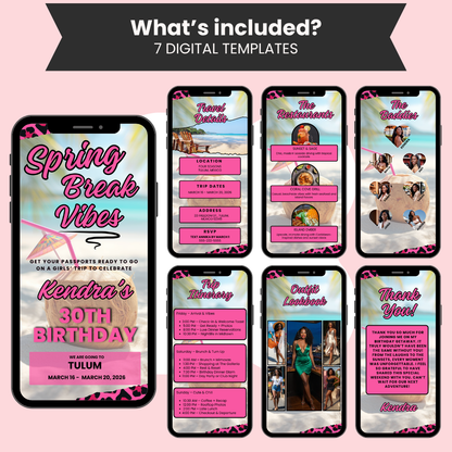 Spring Break Birthday Trip Invite & Itinerary