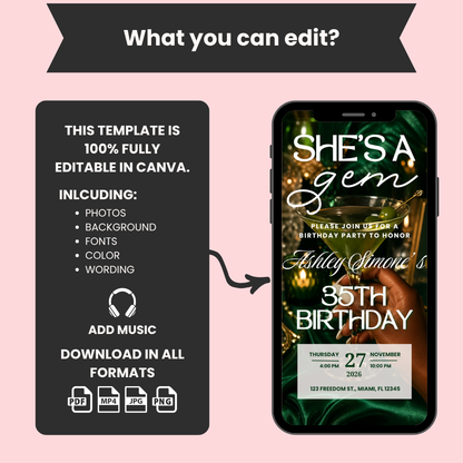 She’s a Gem Birthday Invitation Template
