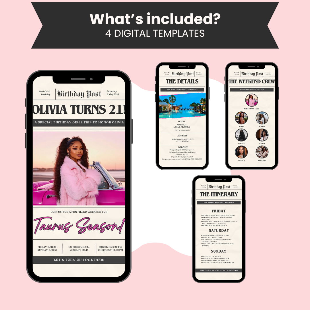 Animated Newspaper Birthday Invite Itinerary Template