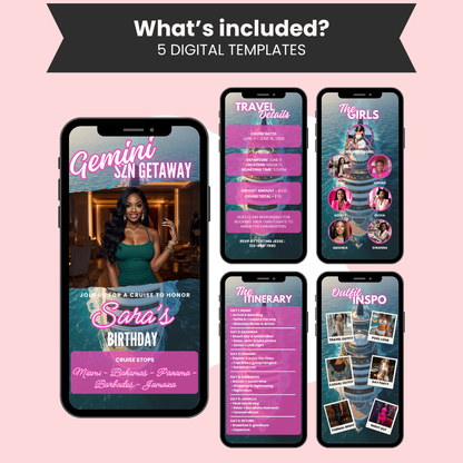 Gemini Cruise Birthday Invite & Itinerary Template