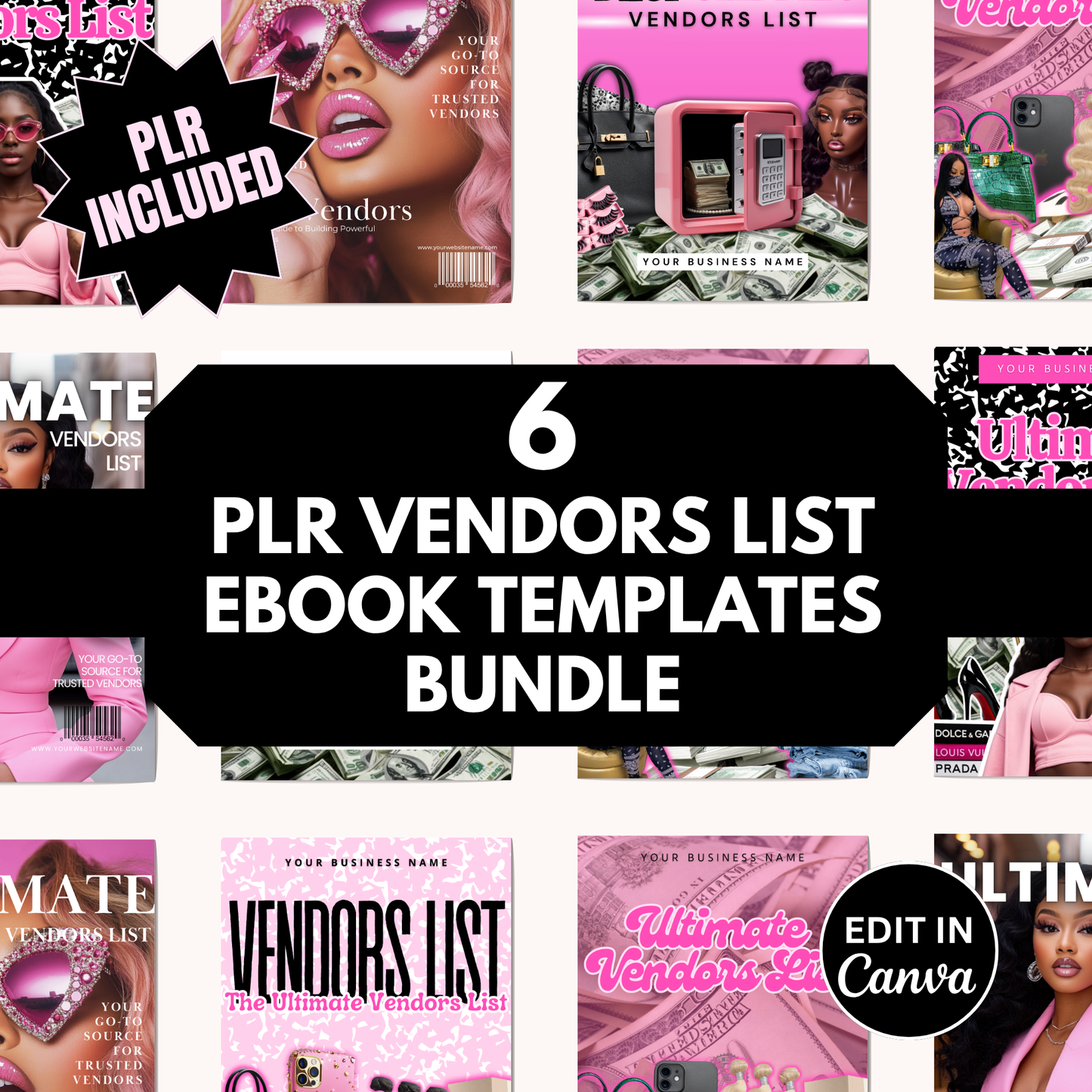 PLR Vendor List Ebook Bundle | Editable Blank Vendor List Templates,