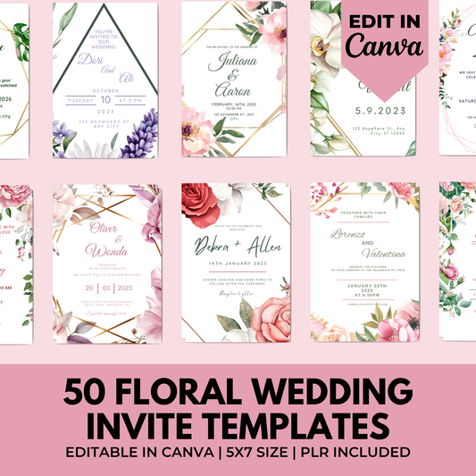 Floral Wedding Invitation Bundle Template