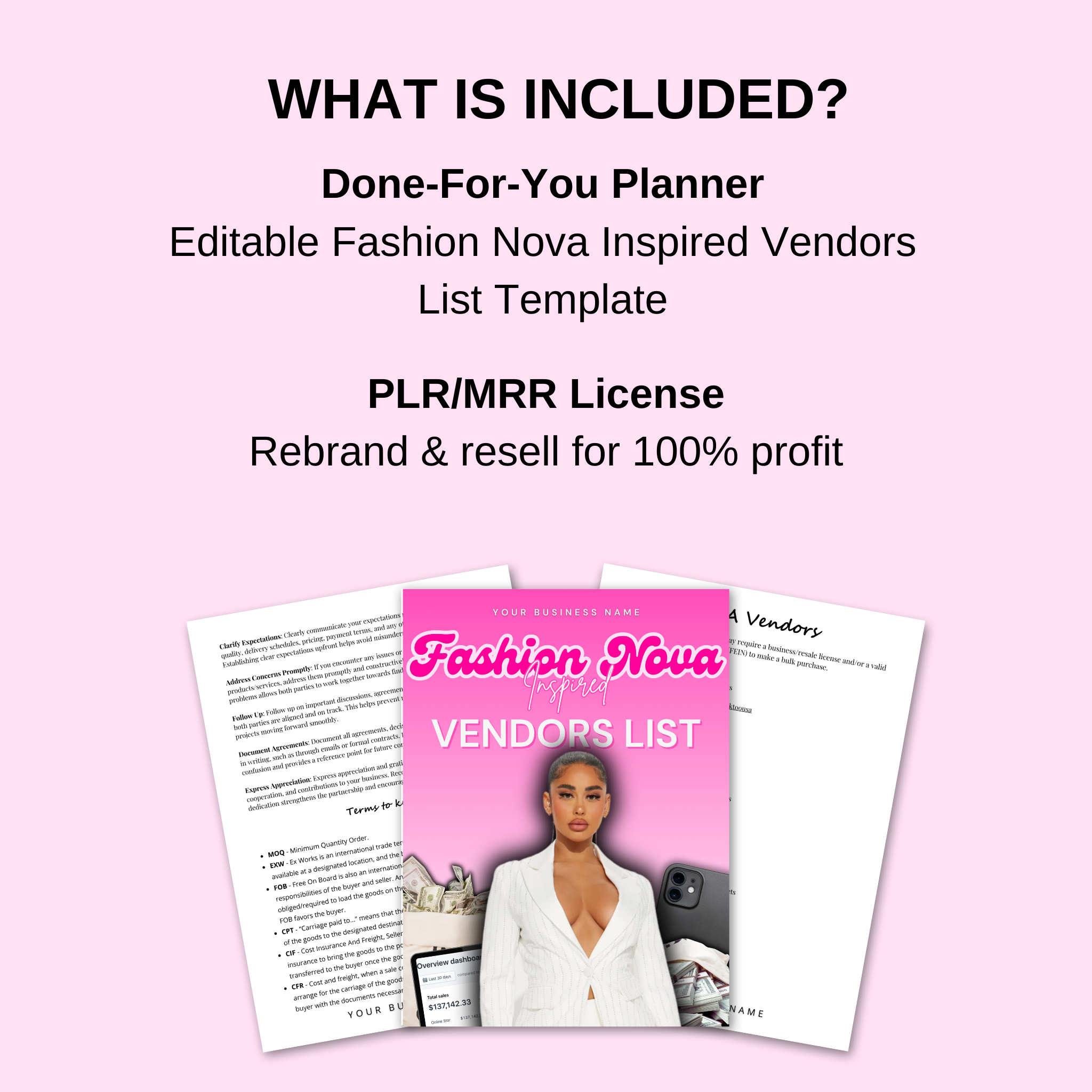PLR Editable Fashion Nova Inspired Vendors List