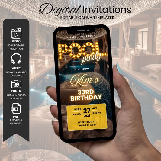 Pool Party Birthday Invitation