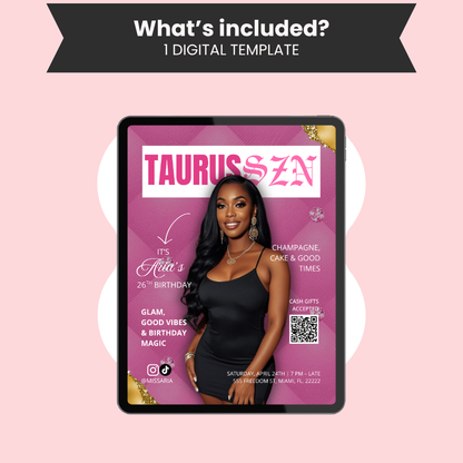 Taurus Birthday Invitation Template | Newspaper Style