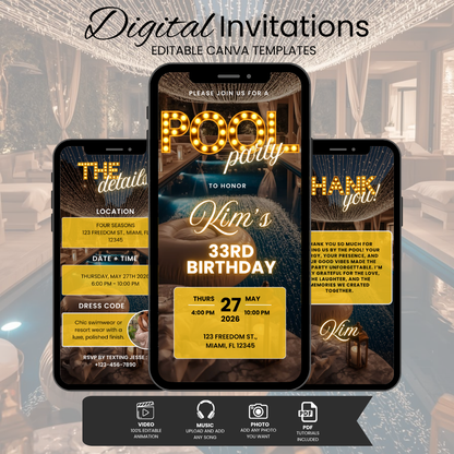 Pool Party Birthday Invitation