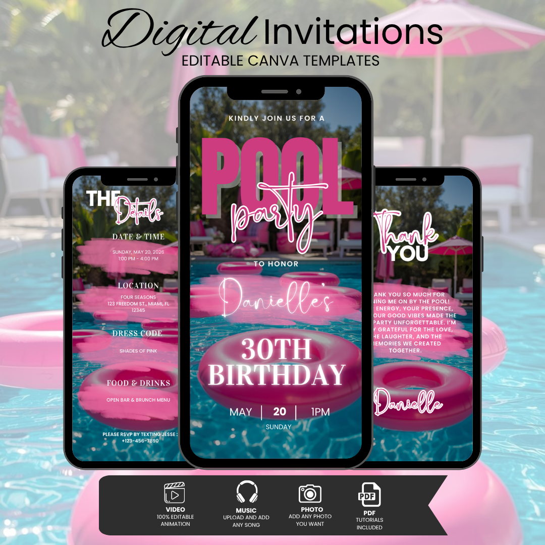 Pool Party Birthday Invitation