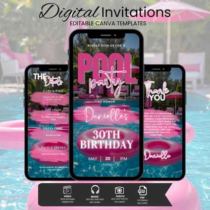 Pool Party Birthday Invitation