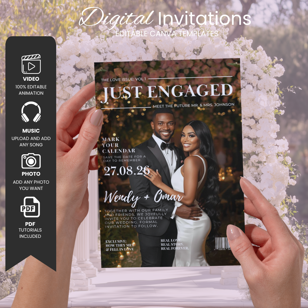 Magazine Cover Save the Date Wedding Invitation