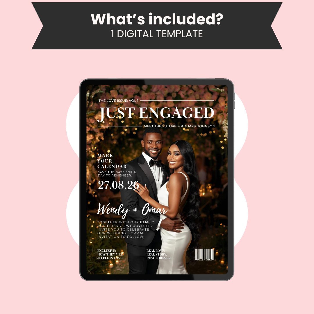 Magazine Cover Save the Date Wedding Invitation