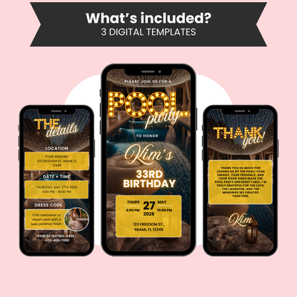 Pool Party Birthday Invitation