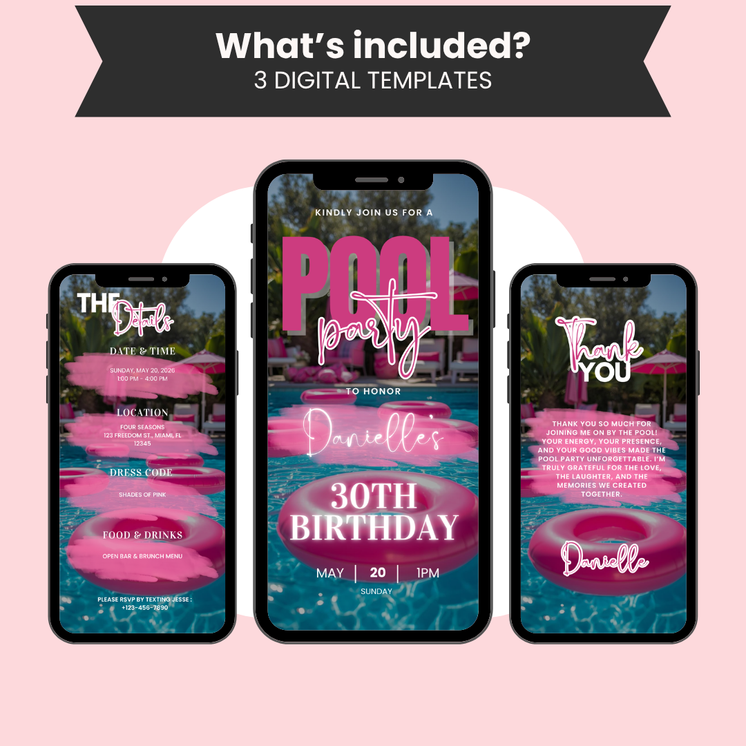 Pool Party Birthday Invitation