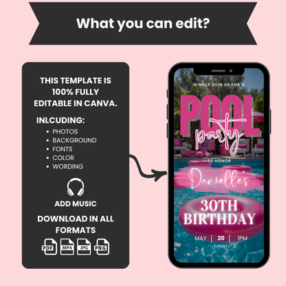 Pool Party Birthday Invitation