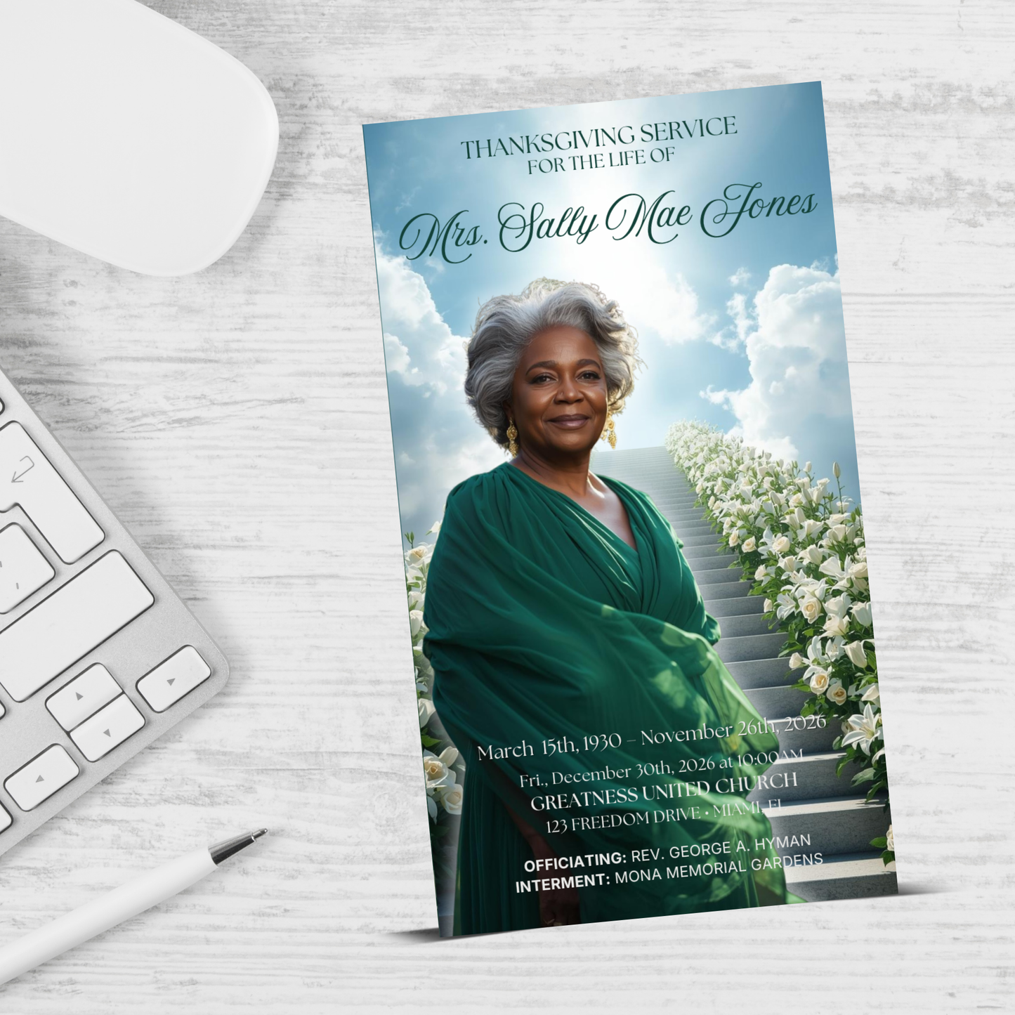 Green Funeral Trifold Pamphlet Memorial Bundle