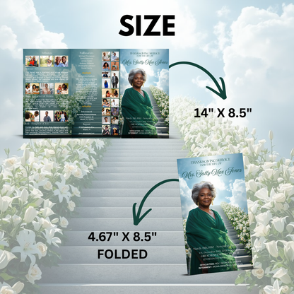 Green Funeral Trifold Pamphlet Memorial Bundle