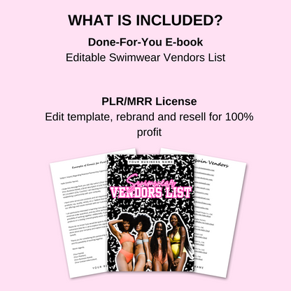 PLR Editable Swimwear Vendors List