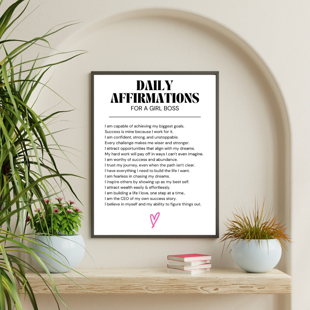 Daily Affirmations for Girl Boss Wall Print