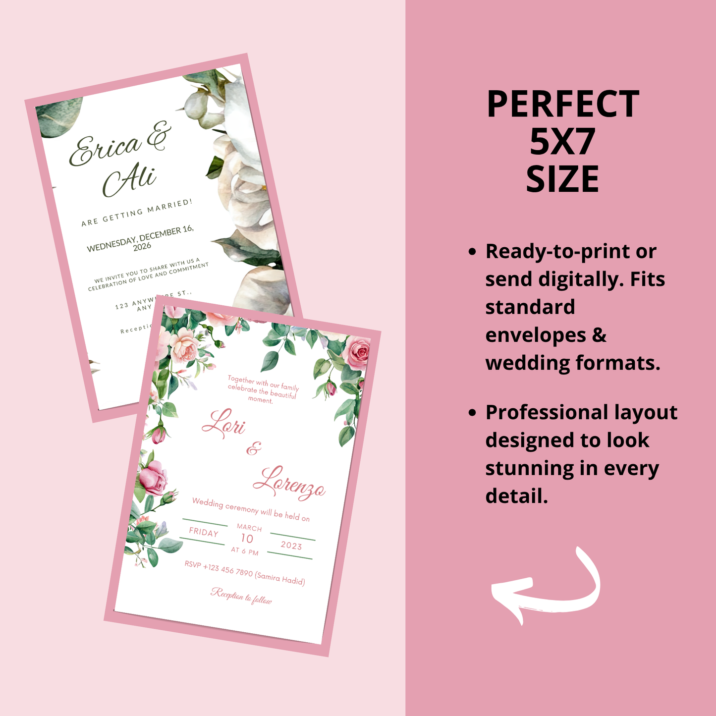 Floral Wedding Invitation Bundle Template