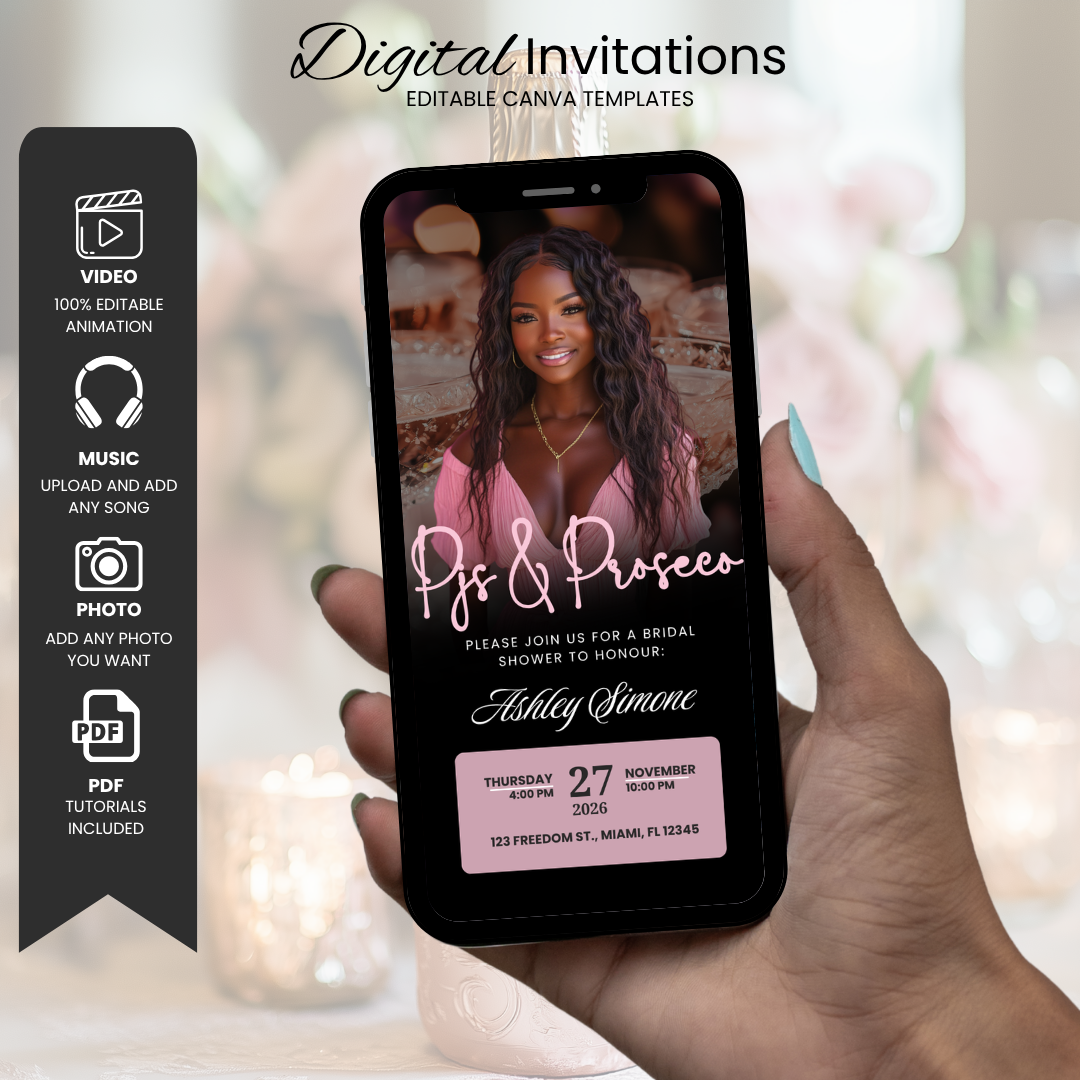 PJs and Prosecco Bridal Shower Invitation