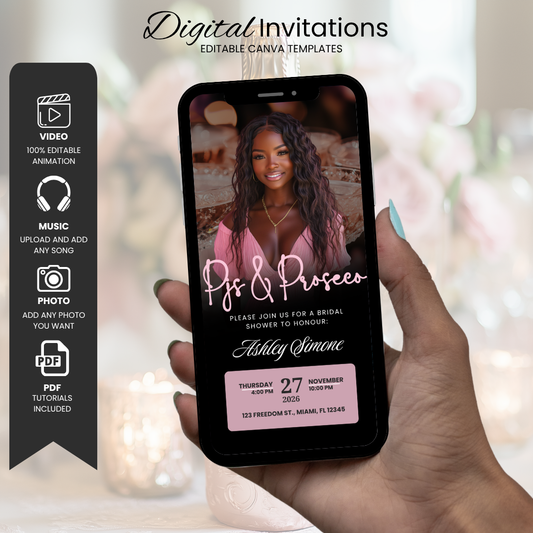 PJs and Prosecco Bridal Shower Invitation