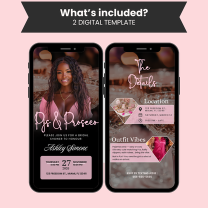 PJs and Prosecco Bridal Shower Invitation