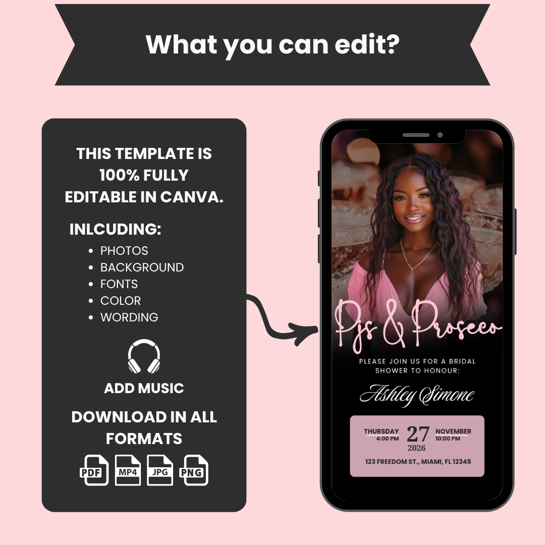 PJs and Prosecco Bridal Shower Invitation