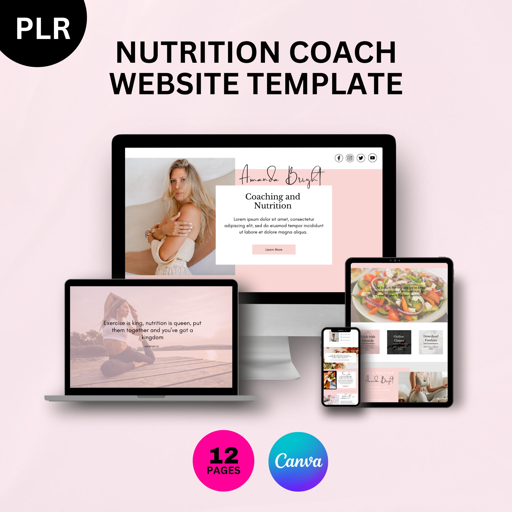 PLR Nutrition Coach Website Template