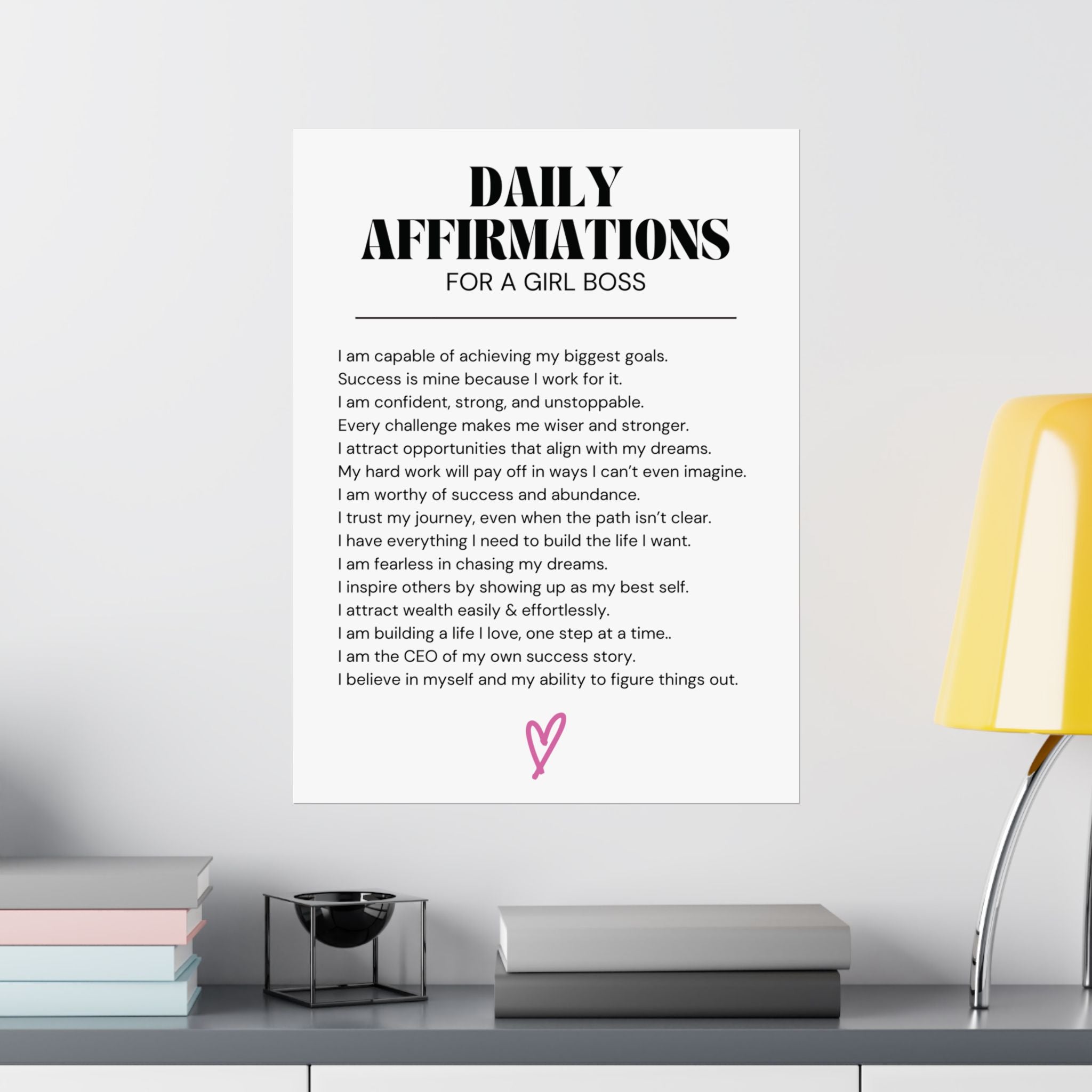 Daily Affirmations for Girl Boss Wall Print